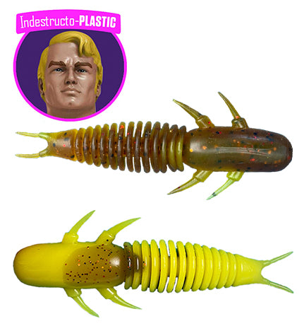 68mm IndestructoBUG, Cinnamon Citrus Colour, Indestructo-Plastic, Frostbite, Smallmouth, Largemouth, Walleye