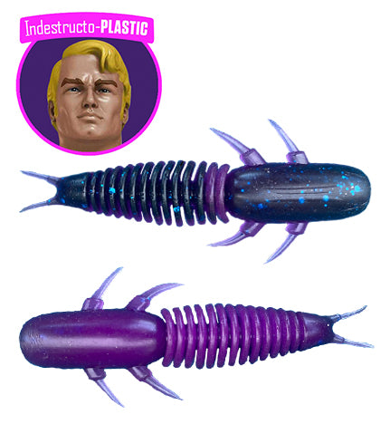 68mm IndestructoBUG, Eggplant Colour, Indestructo-Plastic, Frostbite, Smallmouth, Largemouth, Walleye